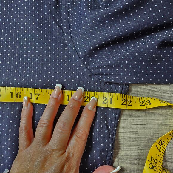 NIMI Button Down Shirt Men M Navy White Polka Dot 100% Cotton Long Sleeve Preppy - Picture 7 of 10